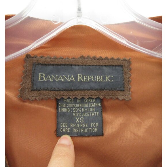 VINTAGE Banana Republic Vest XS Waistcoat Leather Suede Safari 90s * - Picture 11 of 12